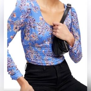 Free people bluebell combo crop top blouse XS